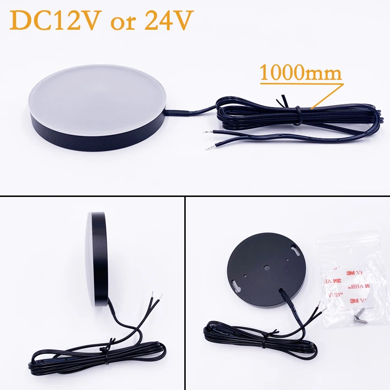 New USB 5V DC12V 24V LED Indoor Downlight Thin Round Light Display Cabinet Light 3W , For Campervan Cabinet Decorative Lighting