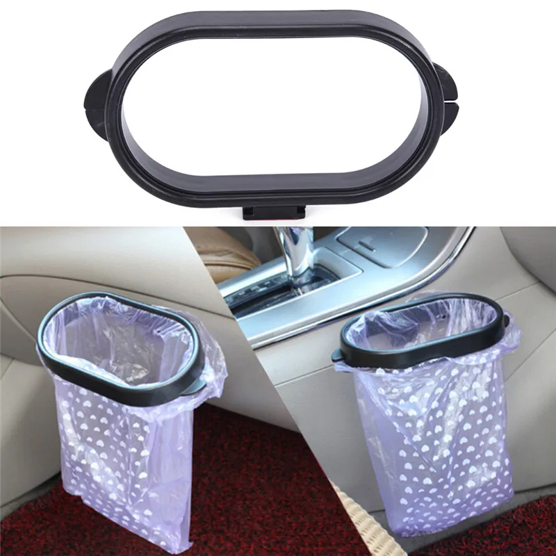 Car Trash Car Rubbish Bag Plastic Clip Vehicle Garbage Bags Frame Pasted Trash Holder Black