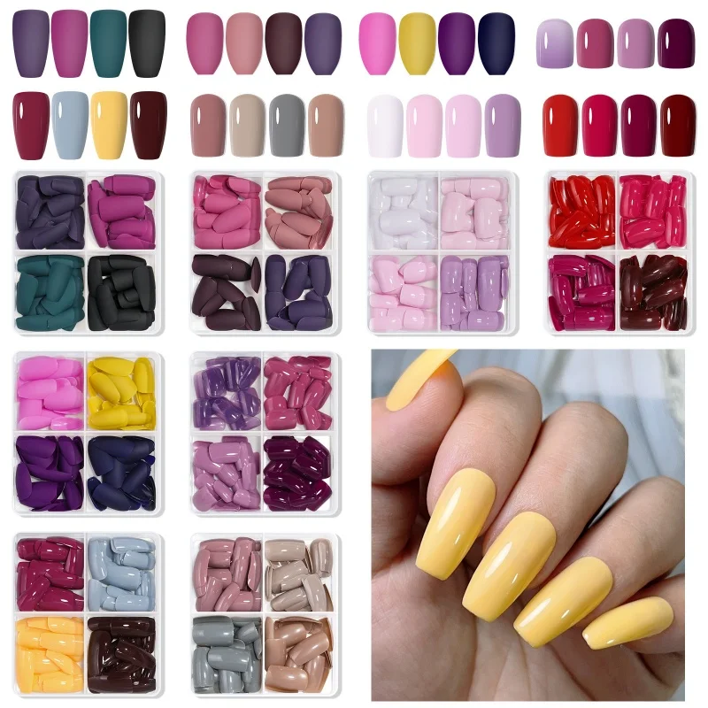 96Pcs Press on False Nails Colorful Capsule Gel Nails Extension System Nail Tips Coffin French Quick Building Mold Tool fake nails french nails nail tips false nail forms false nails false nail tips fake nail forms