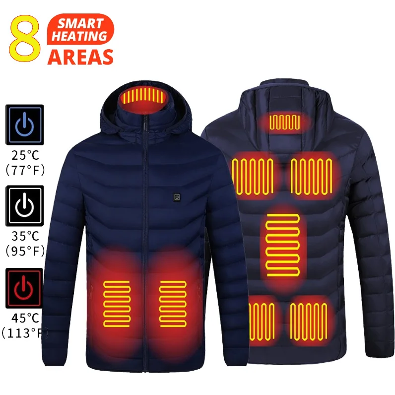 thumbnail image 1 of Chaqueta calefactable de 21 áreas para hombre, chaqueta calefactora impermeable de invierno, chaquetas para mantener el calor, parkas, abrigo, chaleco calefactable táctico, 1 of 5