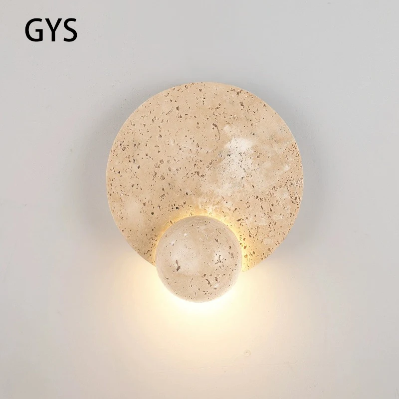 

Led Wall Lamp Nature Stone Bedroom Beside Light Nordic Modern Lighting Atmosphere Luminaire Round Home Room Decoration Wabi-sabi