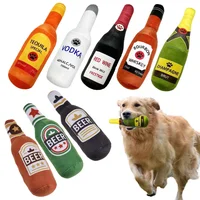 Funny Plush Dog Toys Beer Bottle Shaped Small Large Dogs Squeak Sound Clean Teeth Chew Toy Pets Interactive Playing Supplies 1