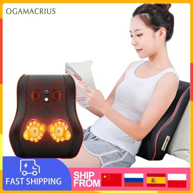 Kneading Massage Pillow Body Electric Healthy Home Shiatsu Massager Neck Shoulder Back Infrared Heating Pain 1