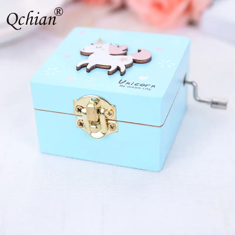 Wooden Unicorn Music Box Hand-ed Girls Jewelry Musical Box ToyGame Special Souvenir Gift for Baby Child Baby Girl