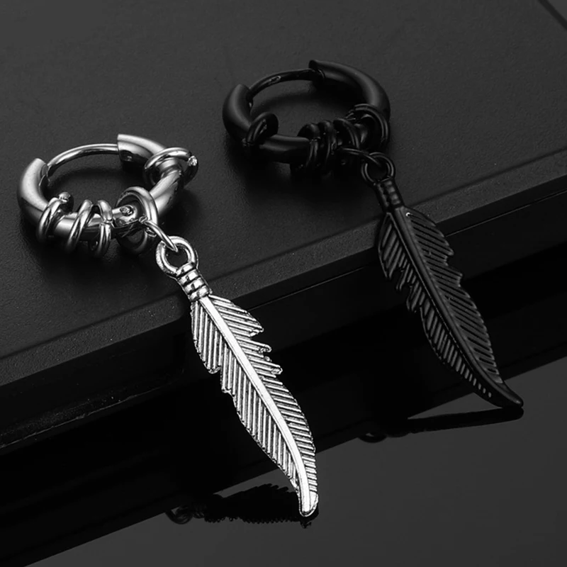 2pc korean Fashion Cross feather Stud Earrings Punk Rock Style For ...