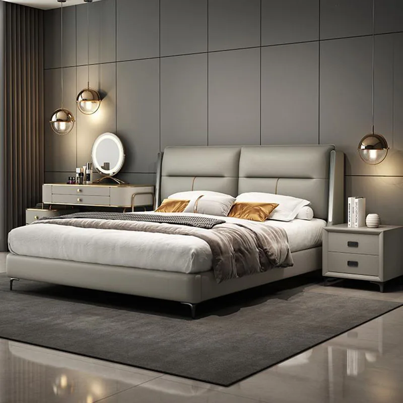 Upholstered Hotel Beds Living RoomFloor Design Full Size Wooden Bed Frames Queen Bedroom Camas Infantiles Nordic Furniture