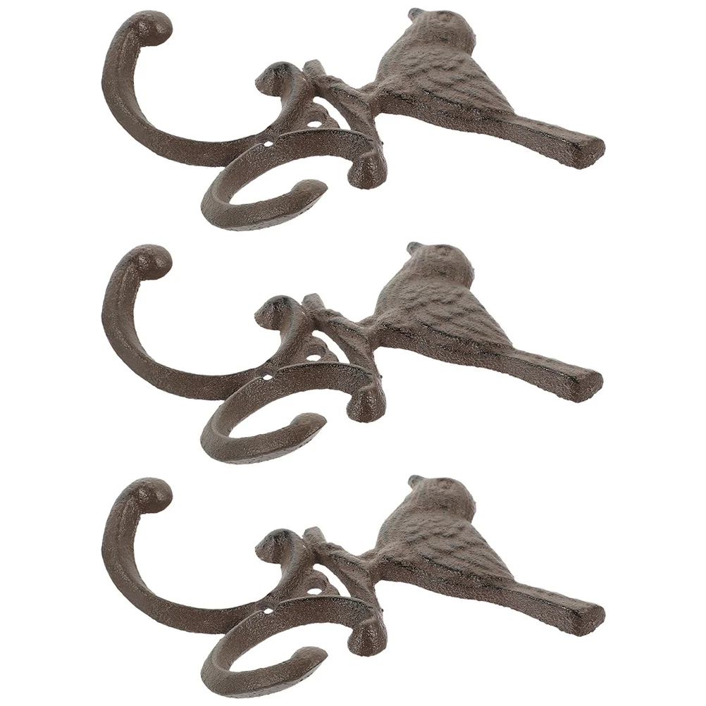 

3 Pcs Unique Cast Iron Bird Hook Bathroom Decorations Vintage Coat Hooks Multifunctional
