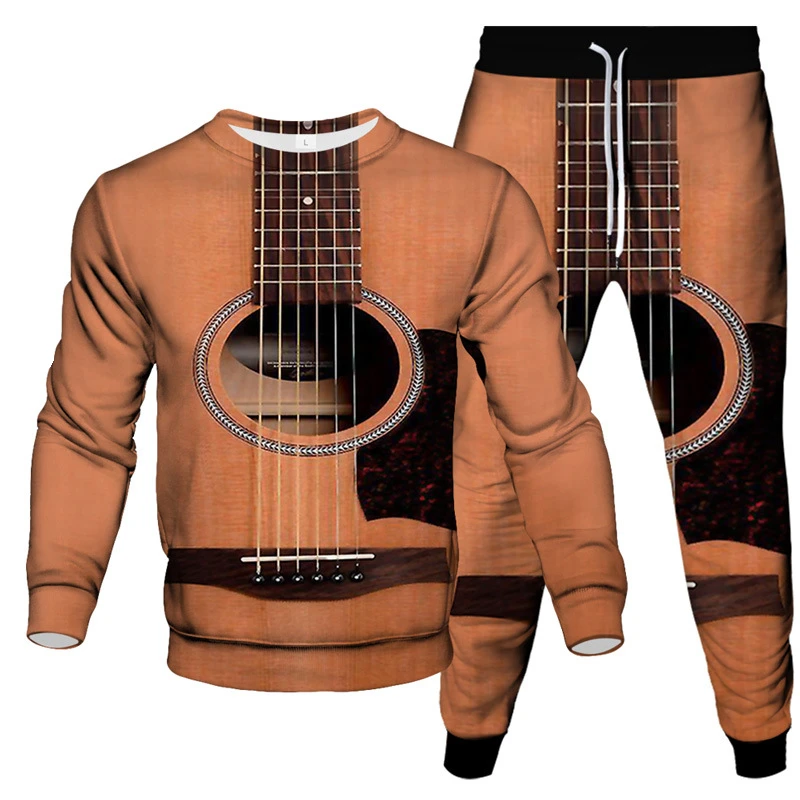 Musical Symbol Piano Violin Fader Audio Mixer Print Men Women Tracksuit Sweatshirt Jogging Pants 2 Piece Set Man Clothing Suit 6