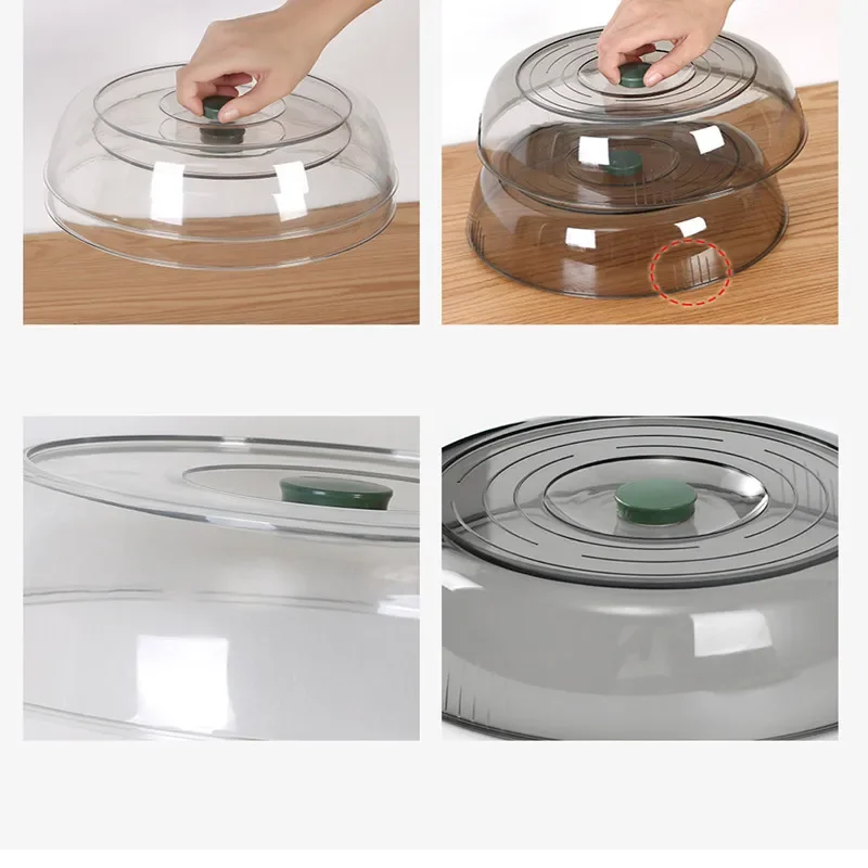 1Pcs Transparent Plastic Food Cover with Dish Dust and Insect Proof Refrigerator Storage Plate Fruit Vegetable Preparation Plate