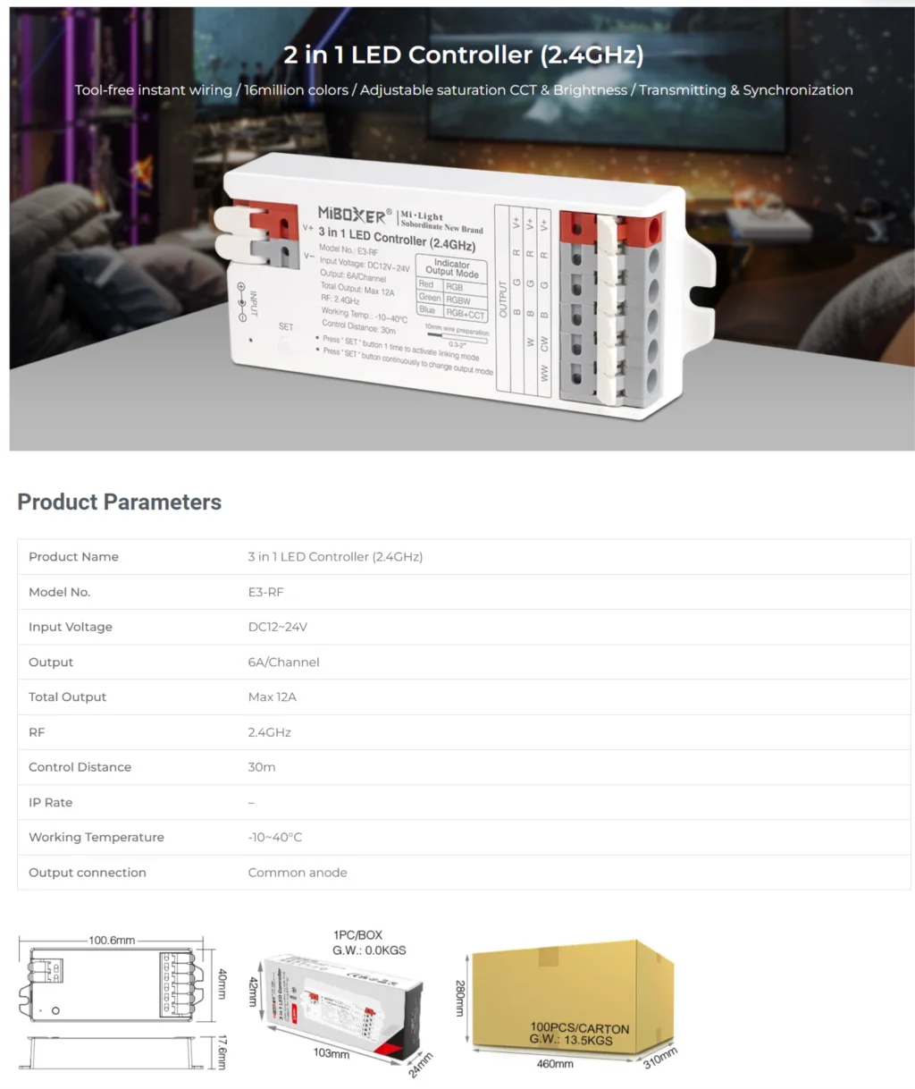 WiFi, Zigbee 3.0 + 2.4G, Cor Única,