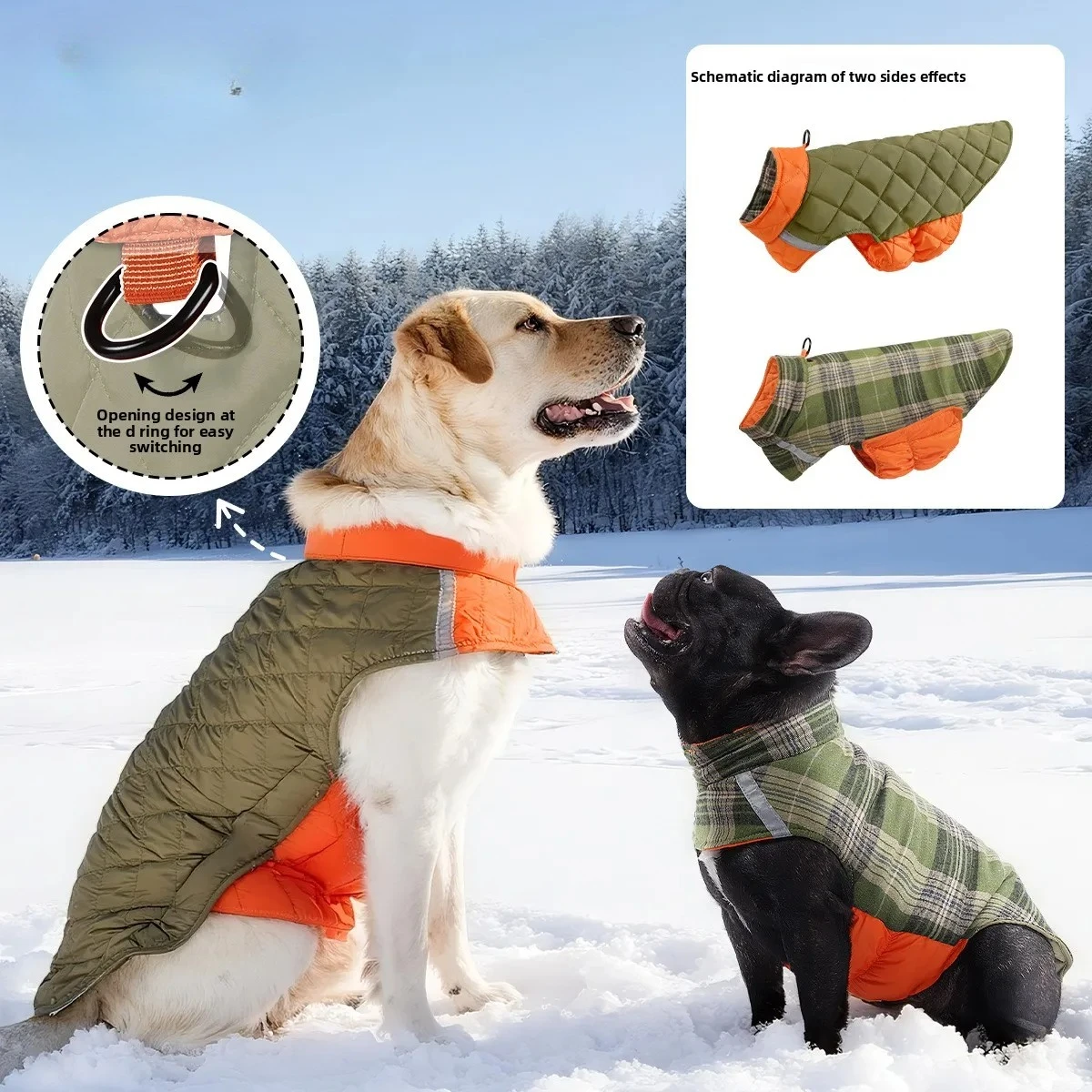 Dog winter jacket is comfortable reflective waterproof windproof lightweight and warm Dog clothing is  outdoor windproof