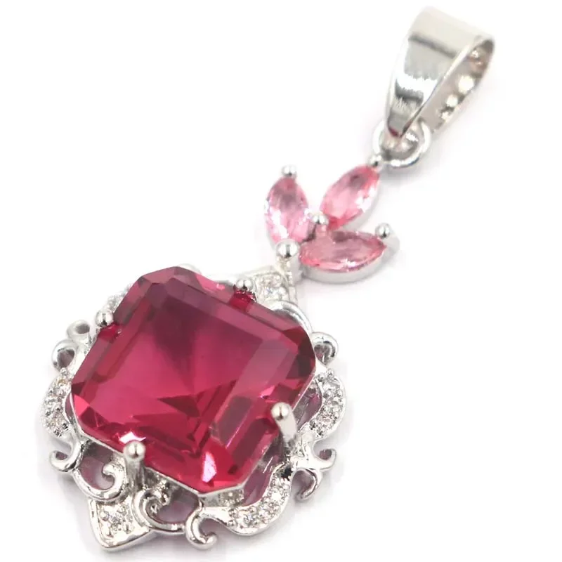Customized 925 SOLID STERLING SILVER PENDANT Pink Tourmaline Golden Citrine Green Tsavorite Garnet CZ For Women Daily Wear