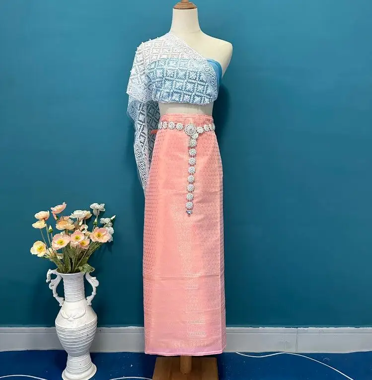 

Dai Nationality Dance Costume Female Thailand Dress Include Tops Skirt Blet
