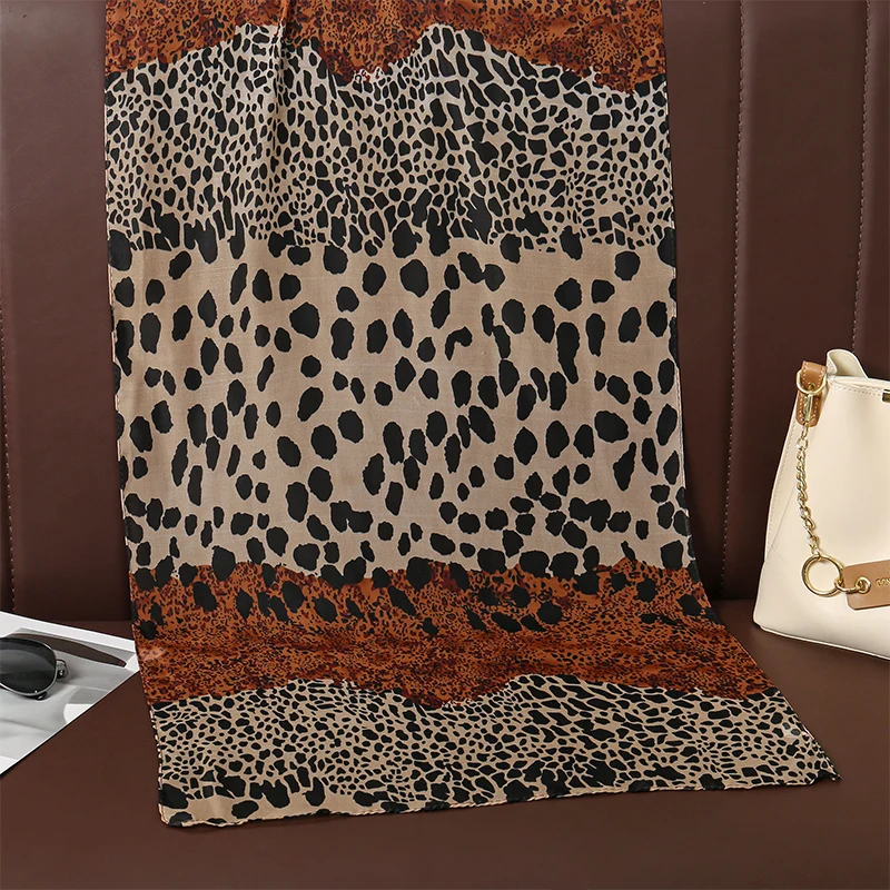 50X160cm Echarpe Fine En Mousseline De Soie Imprimee Leopard Pour Femmes Musulmanes, Chales Hijab, Umschläge Respirantes – Detail 17