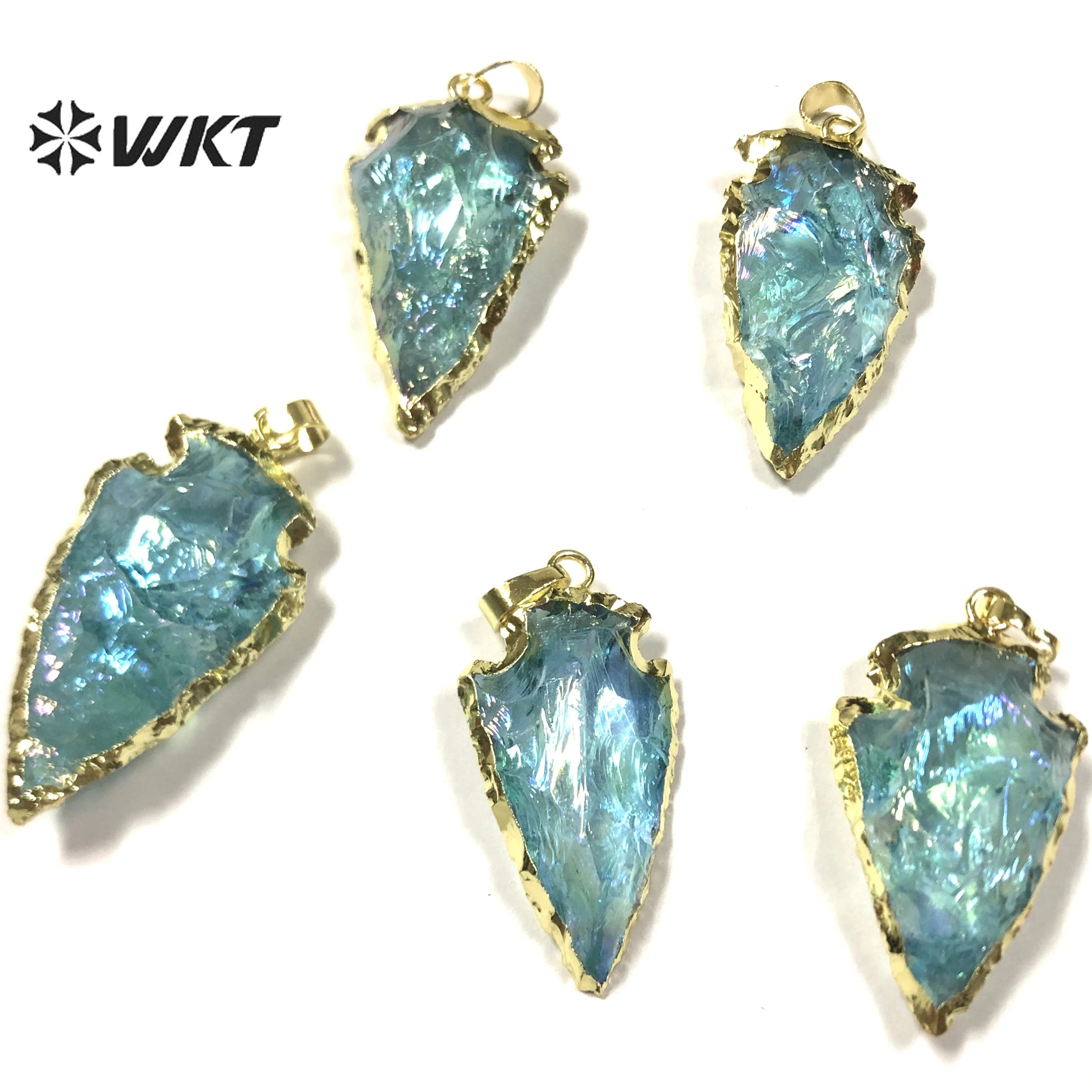 WT-P1776 WKT 2023 Trendy Style Simple Design Natural Aqua Raw Crystal Quartz Pendants Blue Jewelry Grand Wedding ACC 2