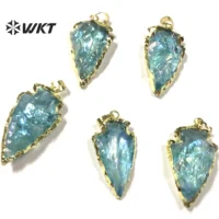 WT-P1776 WKT 2023 Trendy Style Simple Design Natural Aqua Raw Crystal Quartz Pendants Blue Jewelry Grand Wedding ACC 2