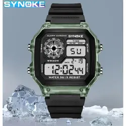 SYNOKE Unisex Luminous Multifunction Waterproof Sports Watch (Transparent Green)
