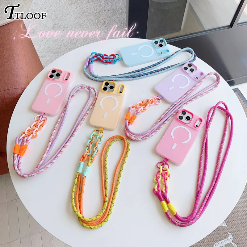 Magnetic Phone Case with Crossbody Strap and Lanyard - Magsafe Soft Cover