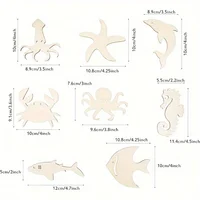 24 Pack Wood Ocean Sea Animal Cutouts DIY Sea Animal Craft Gift Tags  Hanging Ornaments for Home Party Restaurant Decoration 2