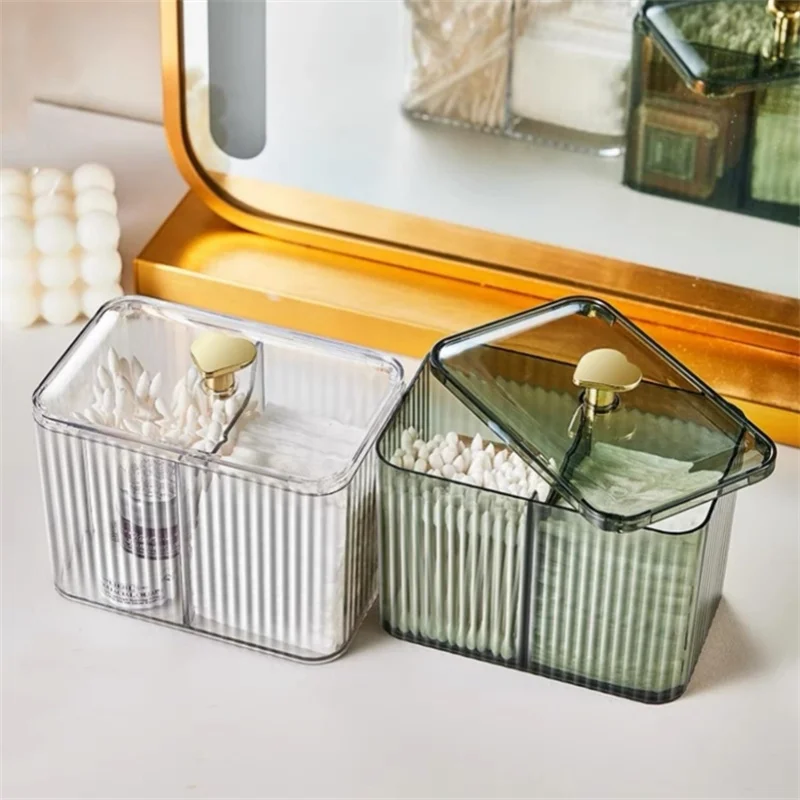 Cotton Swab Holder Cotton Pad Holder with 3 Compartments Bathroom Vanity Storage Box Makeup Organizer 5