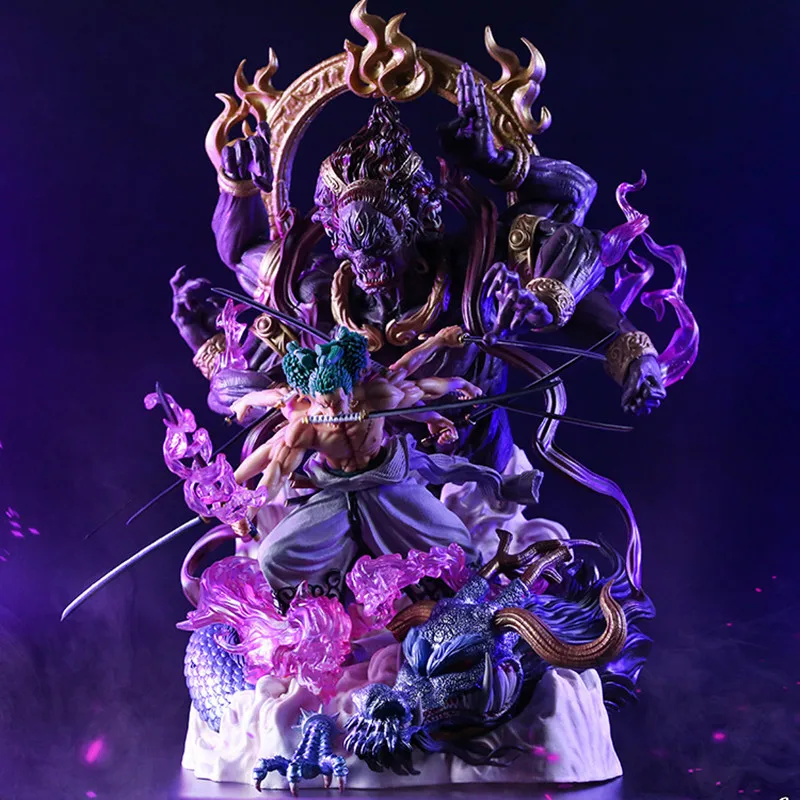 

52cm Anime One Piece Figure GK Large Asura Nine Knives Flow Zoro Three Headed Six Arm Scene Statue Model Collection Ornament