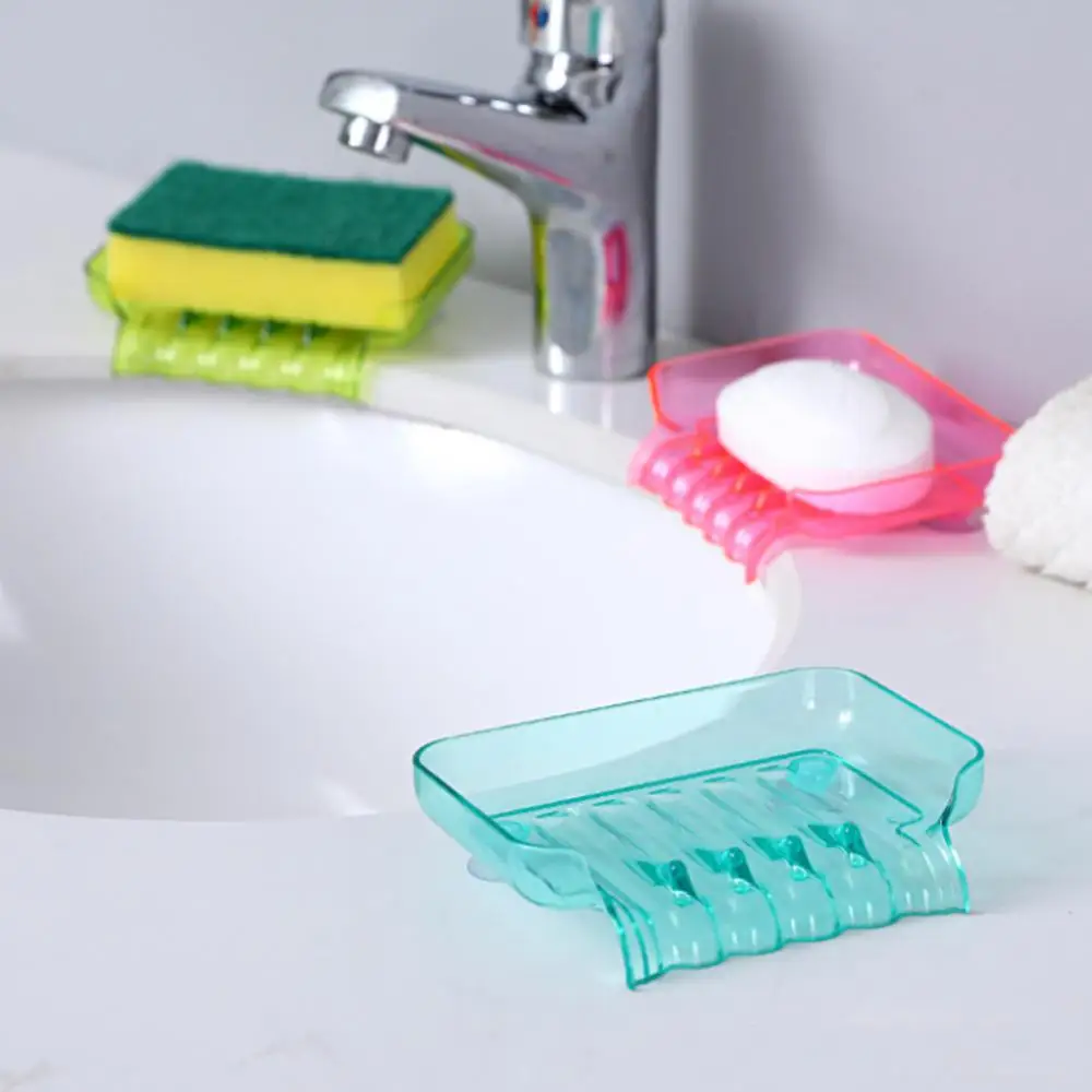 Description Picture 4 of itemCreative Waterfall Soap Holder Non-Slip Soap Dish Suction Cup Drain Soap Shower Soap Container Plastic Soap Tray For Bathroom