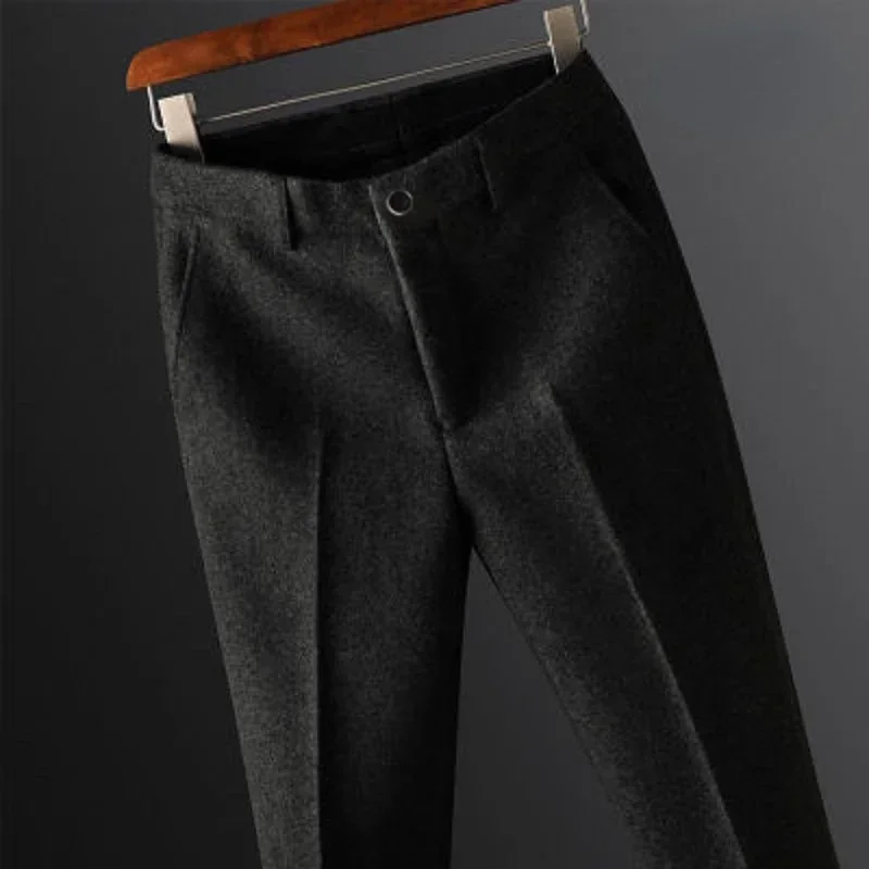 Autumn Winter Men's Suit Pants Fashion Business Casual Woolen Suit Pants Male Straight Formal Trousers F202 stretch pants,business pants,suit pants