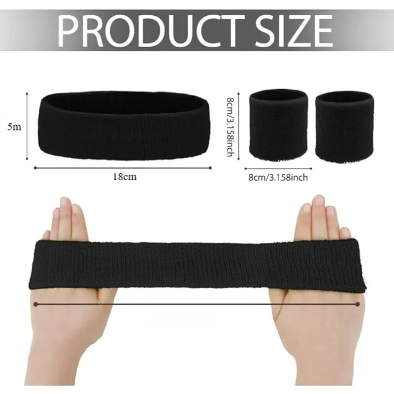 Sports Sweatbands Set 2Pcs Sports Wristband and 1Pc Headband Moisture Wicking Athletic Sweat Bands Men Women Hiking Accessories