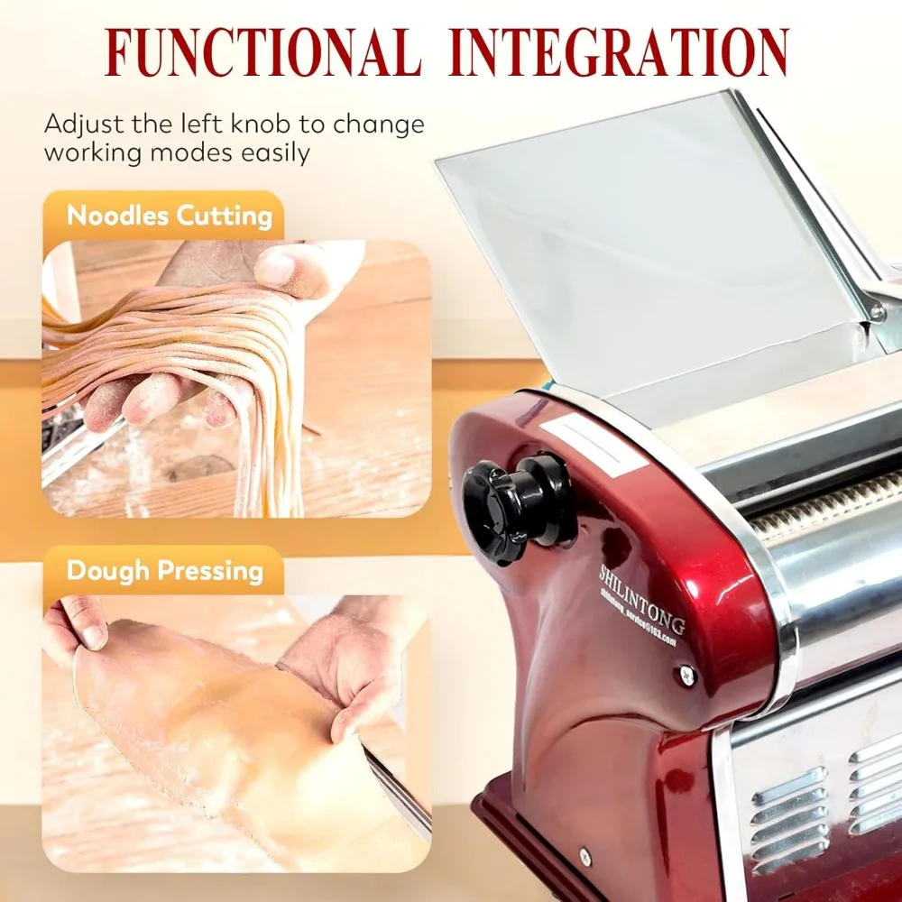 Electric Pasta Maker Household Noodle Making Dough Pressing Machine Built-in 2.5mm Cutter 135W 5Kg/H Output for Commercial Home 3