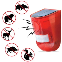 Solar - Powered Outdoor Motion Sensor Alarm with 129DB Siren and Strobe Light - Waterproof Security System (1 Solar Lamp)
