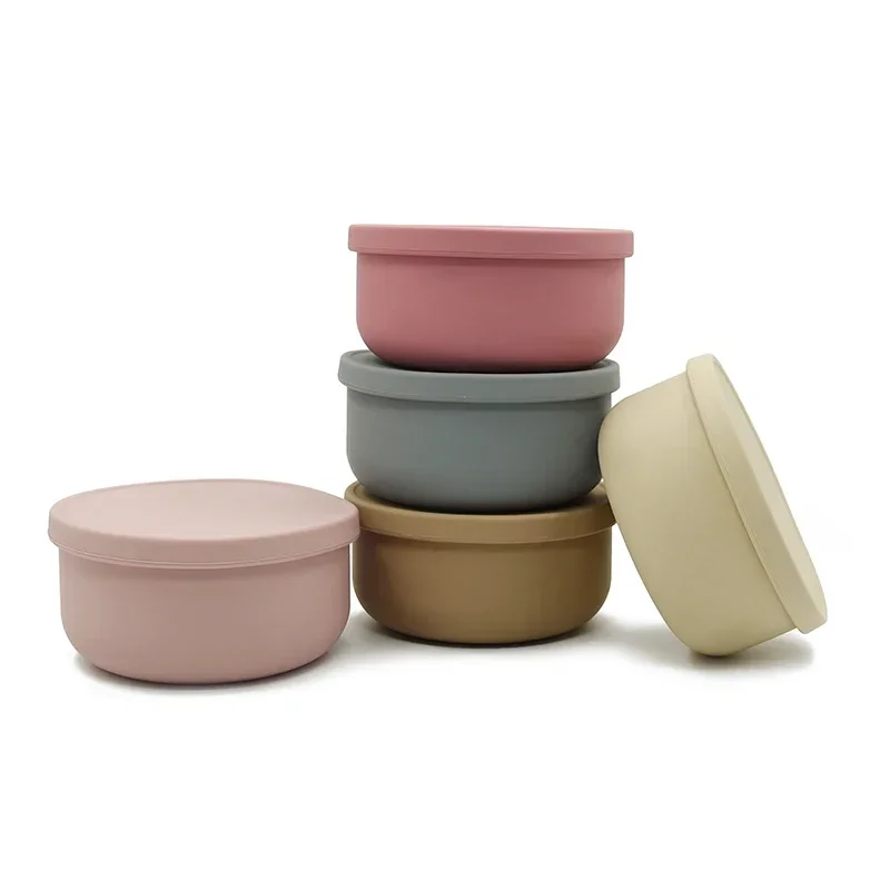 100% Food Grade Non-Toxic BPA Free Toddler First Stage Feeding Silicone Baby Bowl with Lids 6