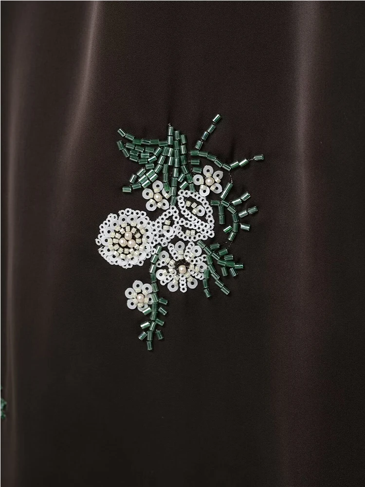 Women Bead Embroidery Midi Skirt Elegant Long Skirts 2026 New Fashion Shining Lady Spring Summer Evening Party Skirts ﻿Mujer