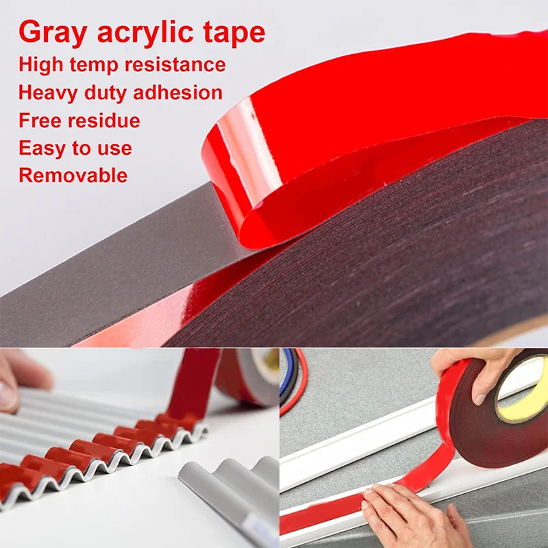Strong Permanent Double-Sided Acrylic Foam Tape - Waterproof, High-Temperature Adhesive