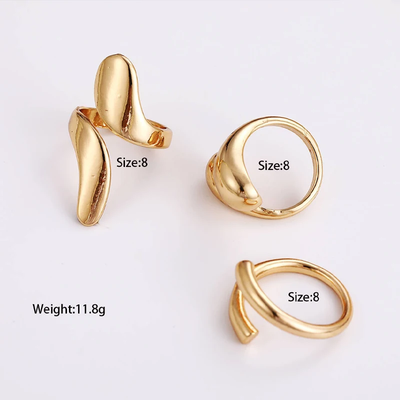 3 Pcs Irregular Geometric Ring Set for Women Punk Design Smooth Gold Silver Color Water Drop Adjustable Open Ring Trendy Jewelry