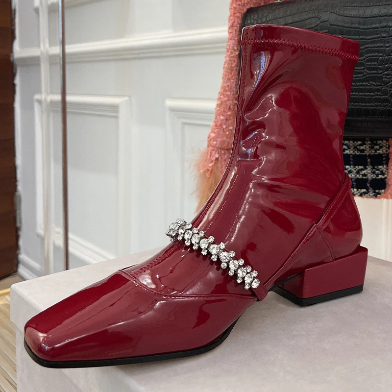 

Booties For Women Autumn Winter Solid Rhinestone Ankle Boots Women's Shoes Woman 2023 New 2024 Fashion Boot