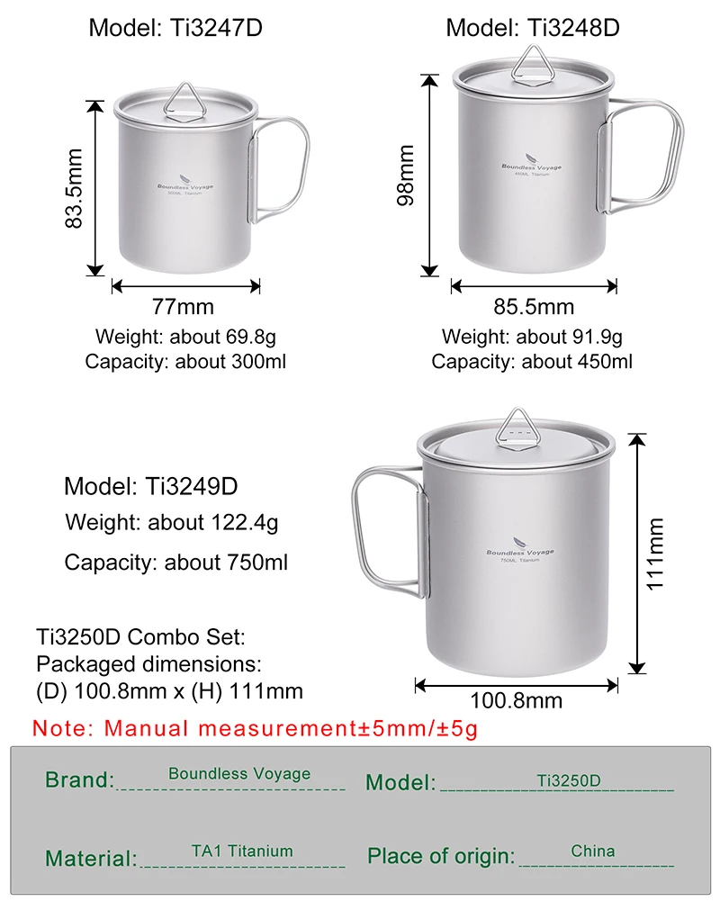 Boundless Voyage Titan-Campingbecher mit Deckel, stapelbarer Becher, Reisegeschirr für Rucksackreisen, Wandern, Heimgebrauch – Detail 1