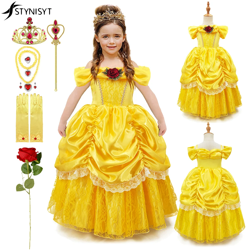 Robe De Princesse La Belle Et La Bête Pour Filles, Costume De Princesse