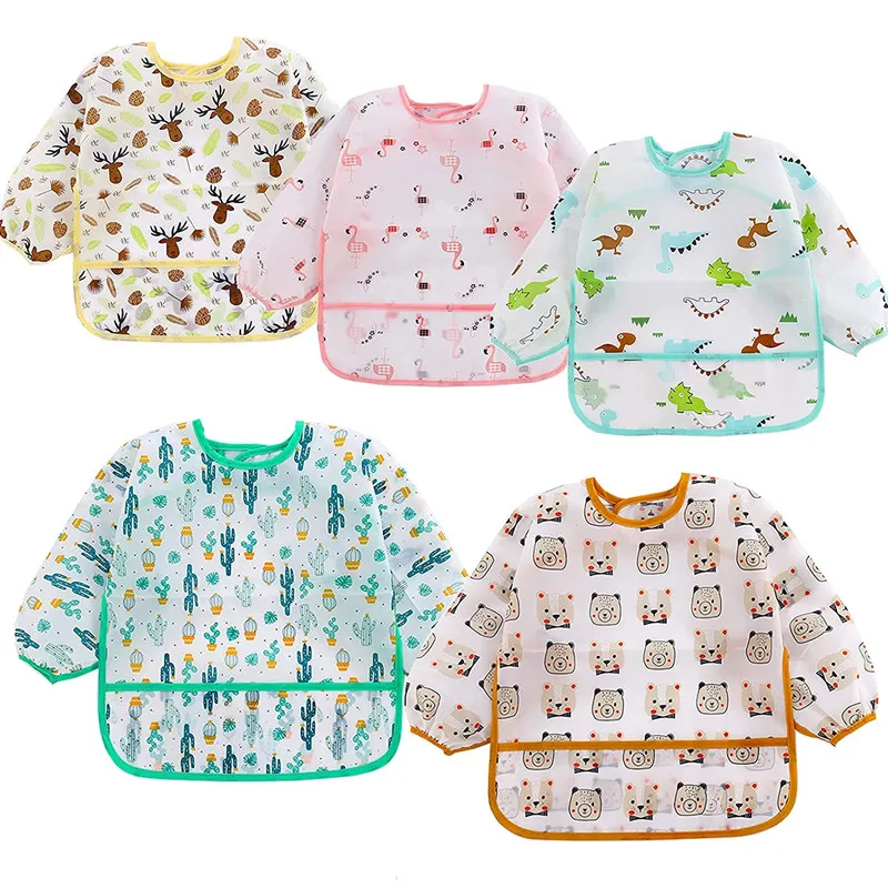 

Baby Bibs Waterproof Long Sleeve Art Smock Apron for Kids Toddler Eating Baby Stuff Burp Cloth Boys Girls Children Feeding Bib