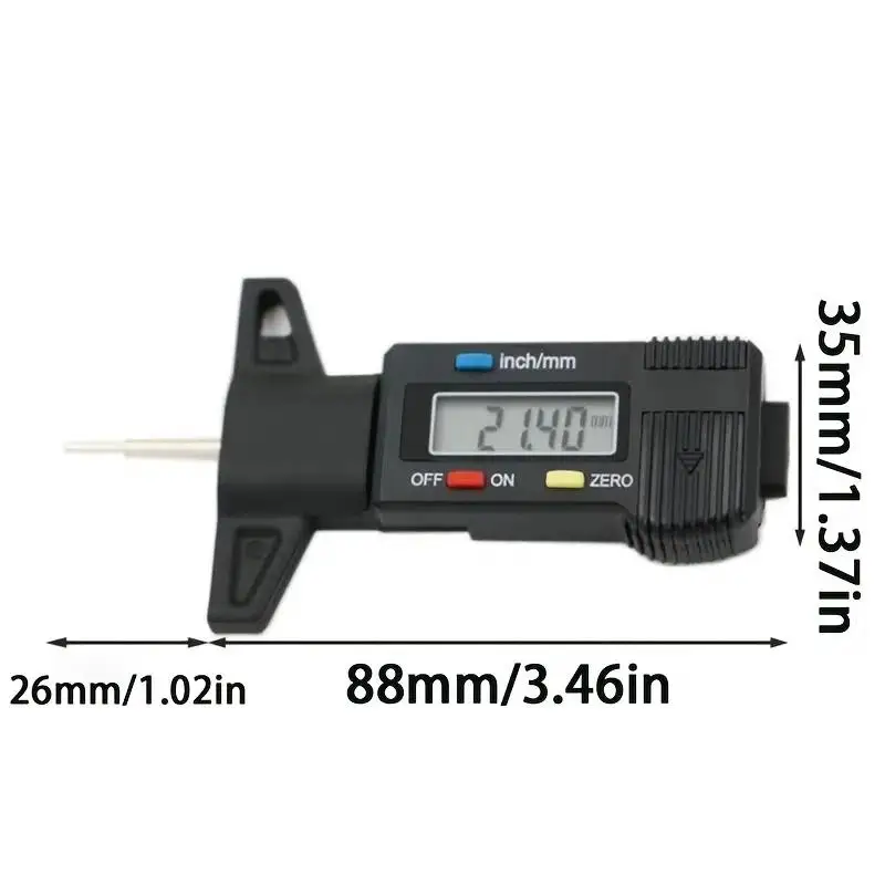 Digital Car Tyre Thickness Gauges Depth Meter For Safe Auto Tyre Tread Monitoring Tyre Wear Detection Measure Caliper Instrument