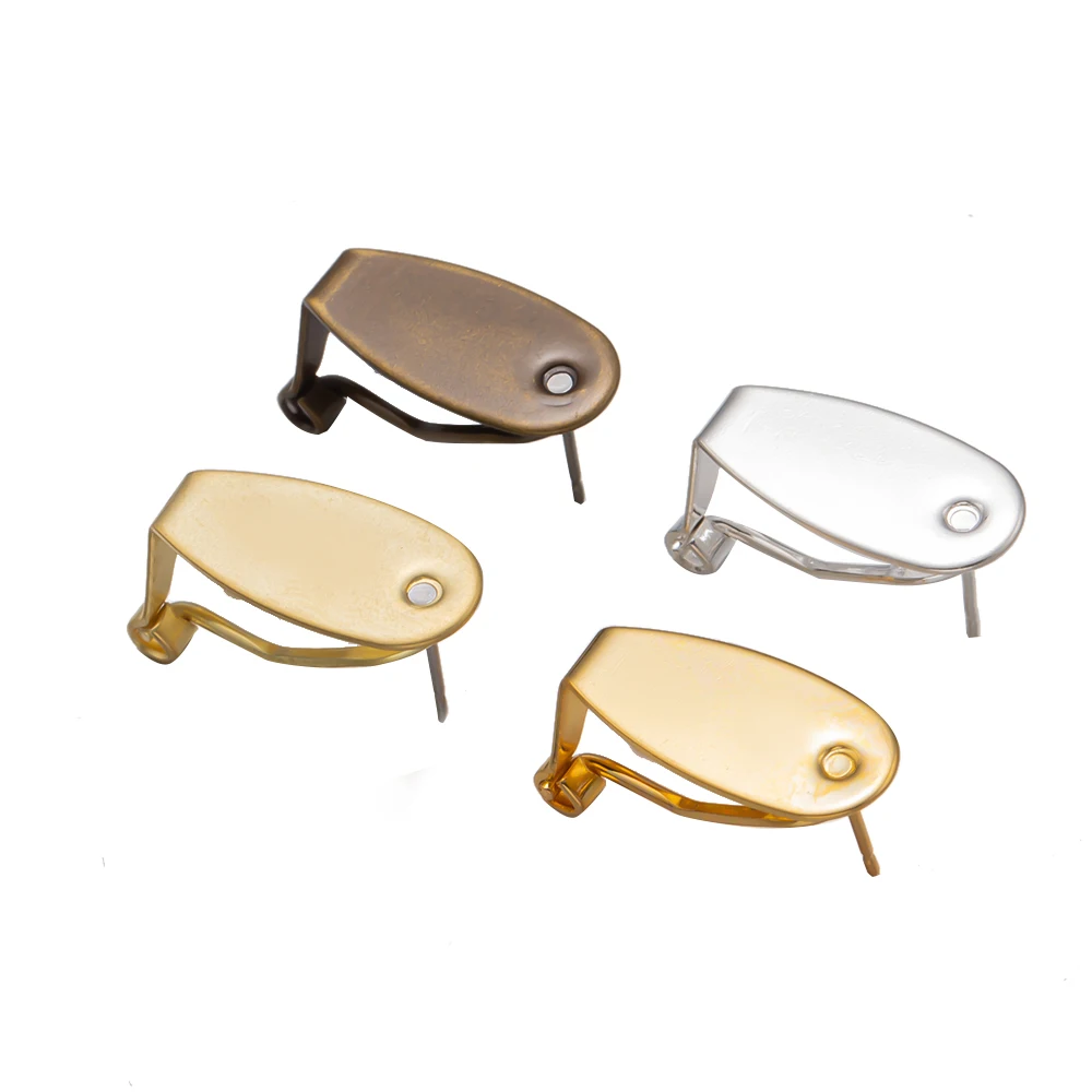 10 Stück 9 x 20 mm Kupfer-Ohrclip mit flacher Rückseite, Ohrstecker, Haken-Basisfassung für DIY, nicht durchbohrt, Ohrring-Zubehör, Schmuckherstellung – Detail 6