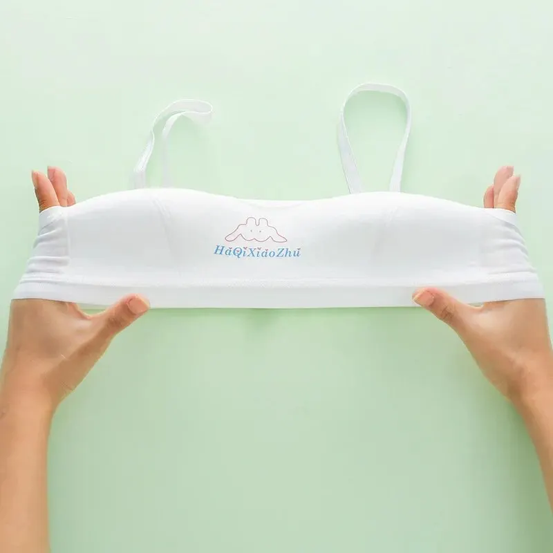 3pcs Primary School Girls' No Steel Rim Anti Convex Point Development Bra Adolescent Thin Junior High School Student Bra