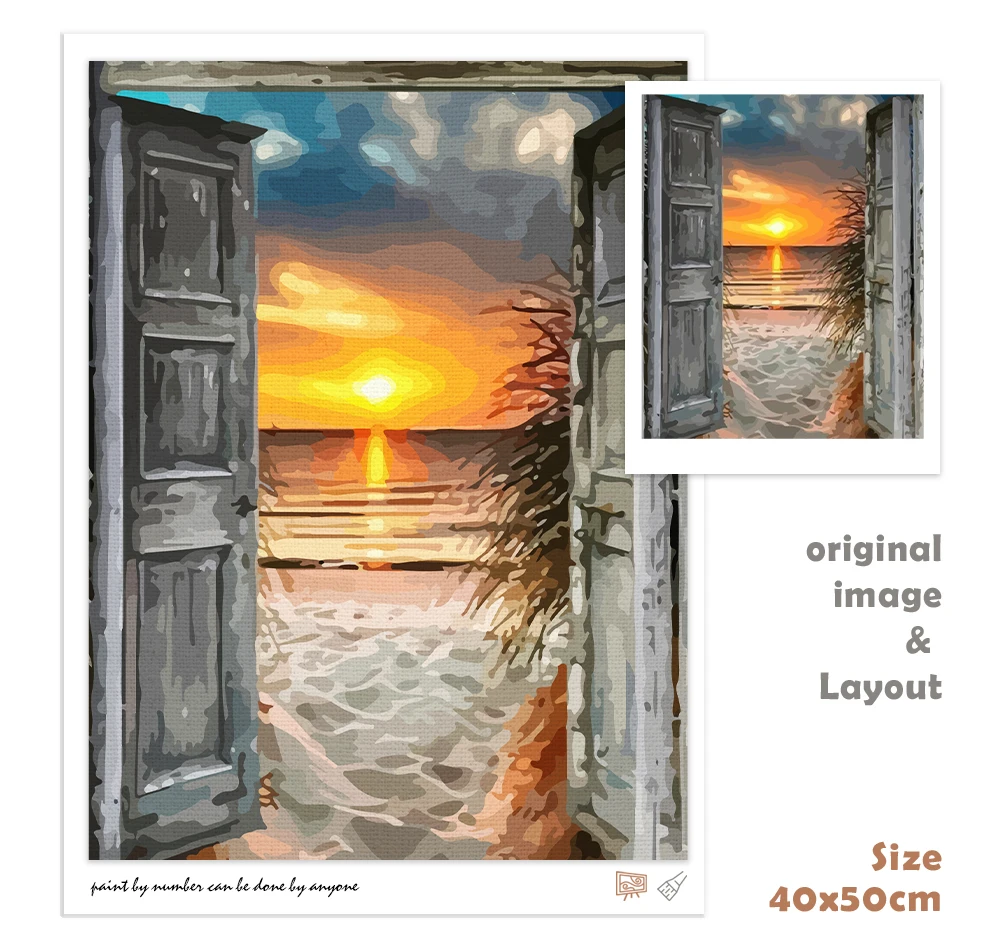 Acrylic Diy Painting By Numbers Beach Seascape Acrylic Paint On Canvas Draw Coloring By Numbers For Diy Gift CHENISTORY painting by numbers kits painting by numbers