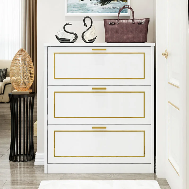 

High Capacity Light Luxury Shoe Rack Cabinet Organizer Simple Modern Small Apartment Porch Wood Shoe Rack Library Furniture L