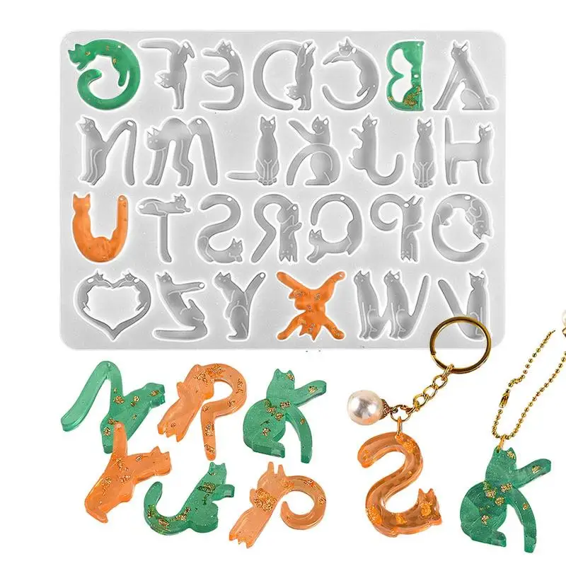 Resin Letter Molds Letter Resin Cat Design Mold Reusable Letters Casting  Epoxy Resin Mold Resin Keychain Letter Molds For Resin - AliExpress