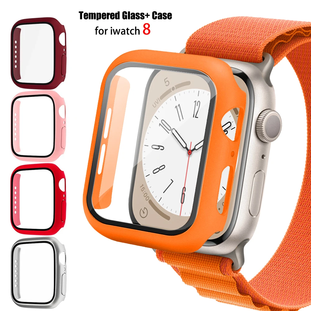 Case For Apple Watch Series 8 7 45Mm 44Mm 40Mm Iwatch 6 Se 5 4 3 42Mm 38Mm Glass+Cover Screen Protector Apple Watch Accessories