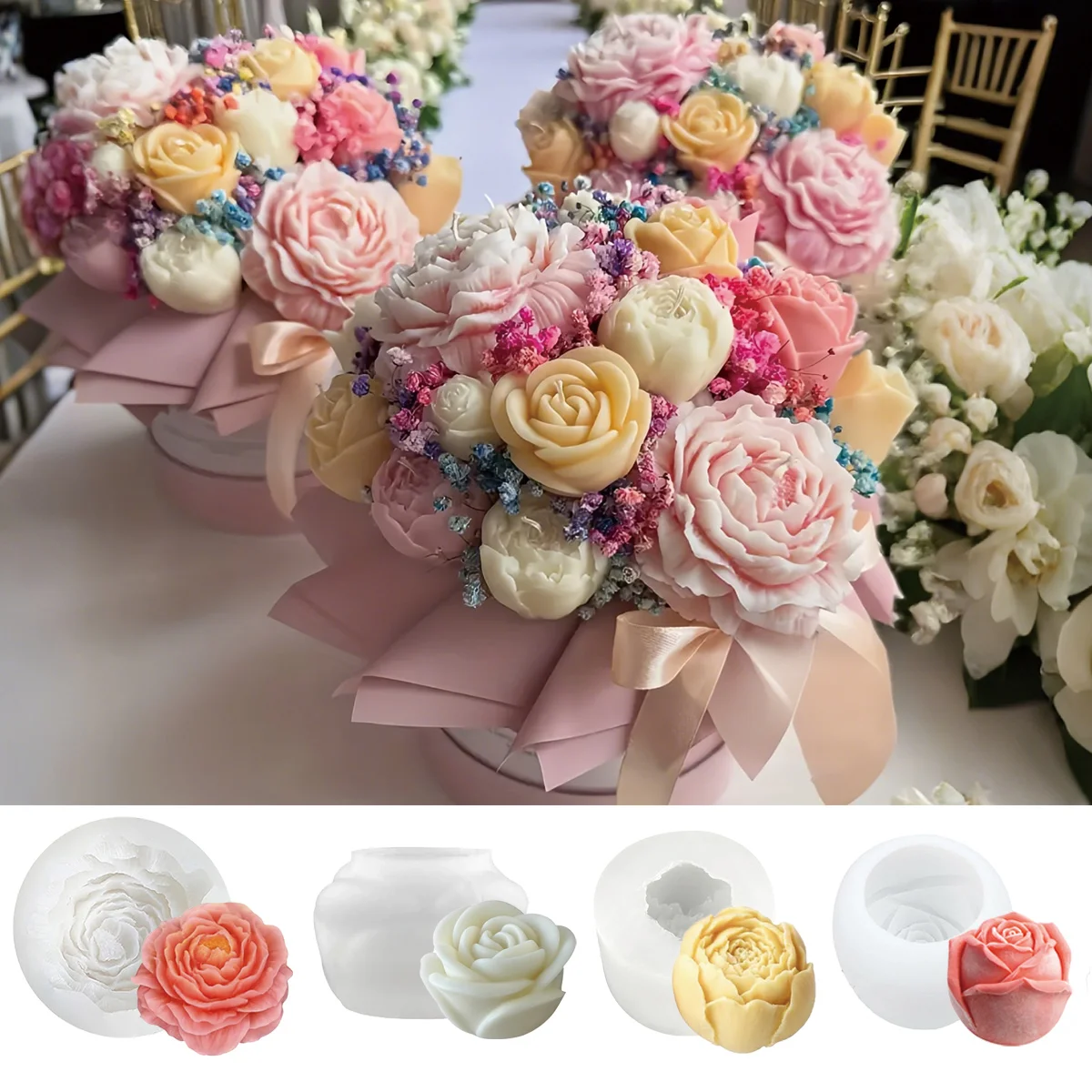 Floral Candle Mold Set 1