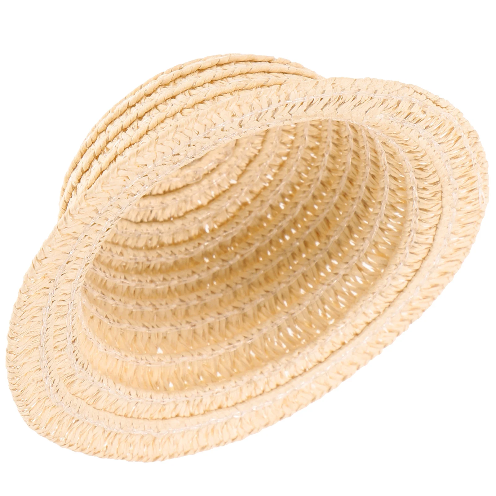 Straw Hat Mini DIY Top Has Baby Weaving Craft Woven Decor House Ornament Adornment Model Crafts