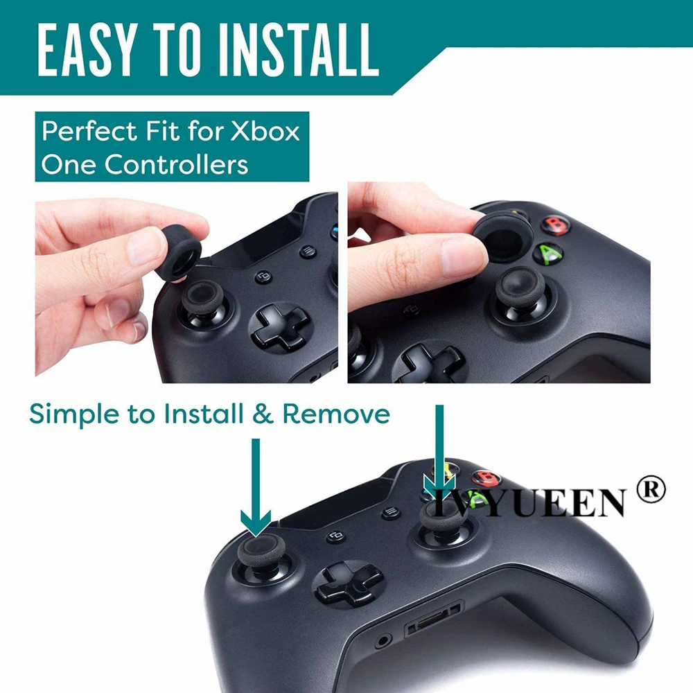 IVYUEEN 8 PCS 블랙 아날로그 스틱 조이스틱 커버 XBox One 시리즈 X S 엘리트 컨트롤러 게임 패드 아날로그 Thumbsticks Caps Grips