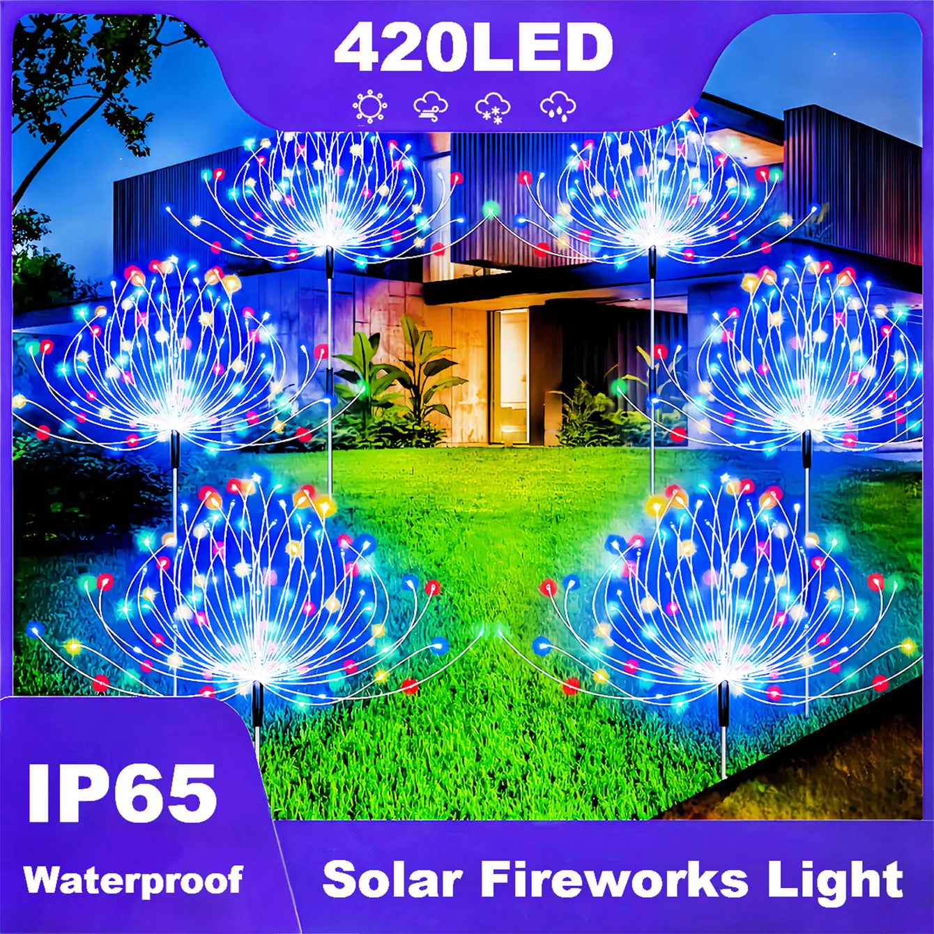 420LED Solar Firework Lights Outdoor IP65 Waterproof 300/200/60LED Solar Garden Flower Lights 1 Pack With 8 Lighting Modes led solar light,solar light