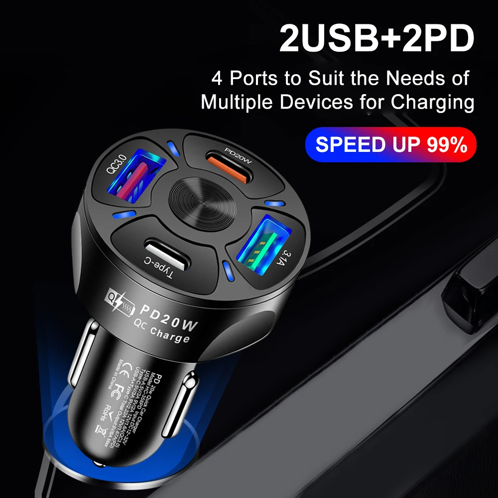 PD 20W Car Charger For iPhone 14 13 Pro Max iPad Xiaomi 12 QC 3.0 3.1A USB Type C Phone Fast Charger in Auto for Oneplus Samsung